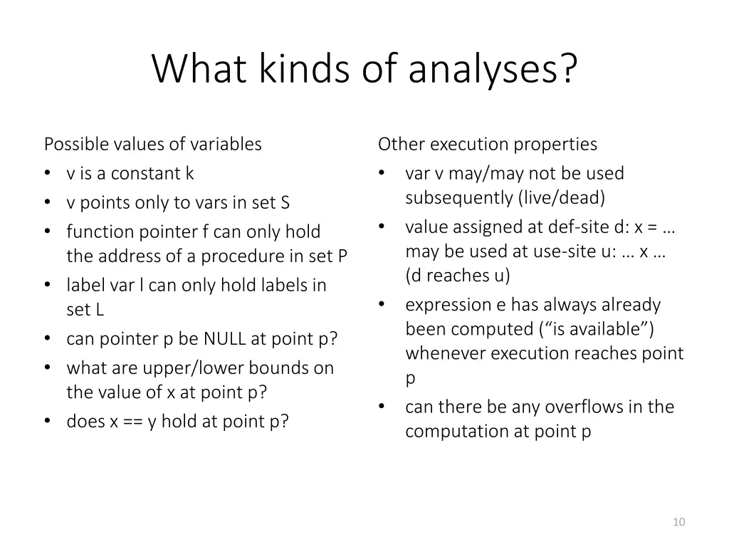 what kinds of analyses