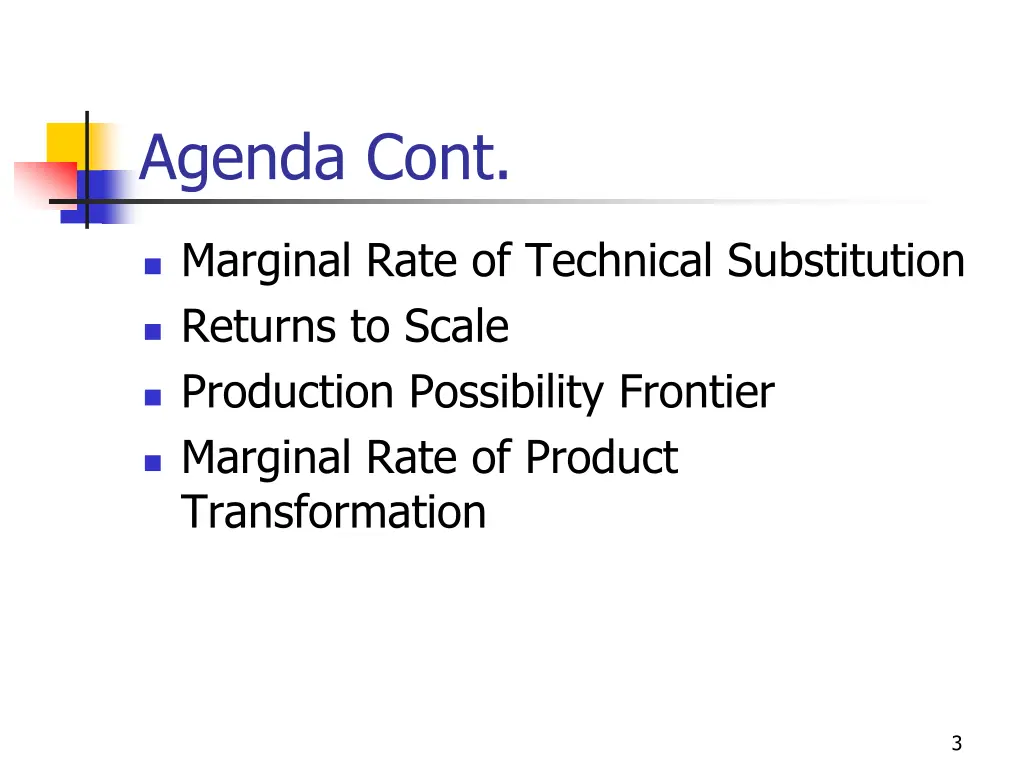 agenda cont