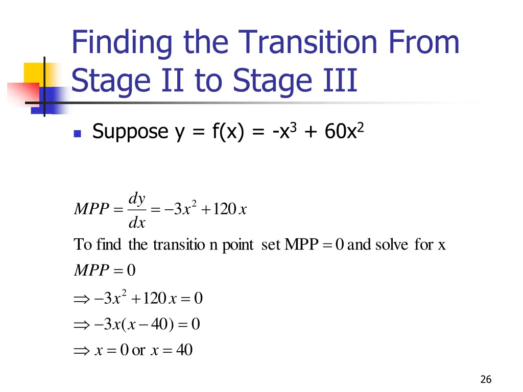 finding the transition from stage ii to stage iii