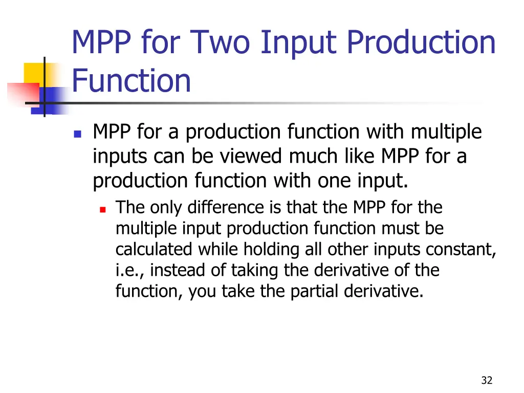 mpp for two input production function