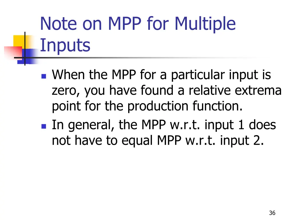 note on mpp for multiple inputs