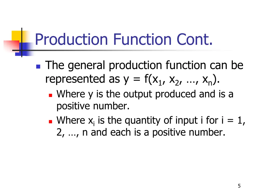 production function cont