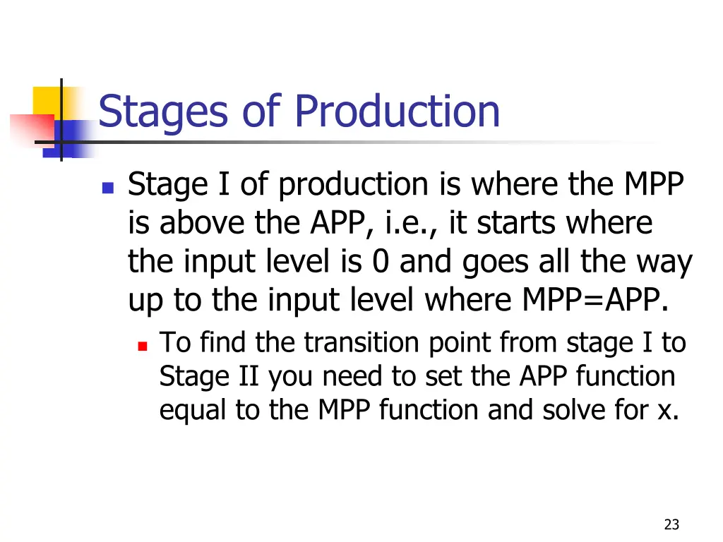 stages of production
