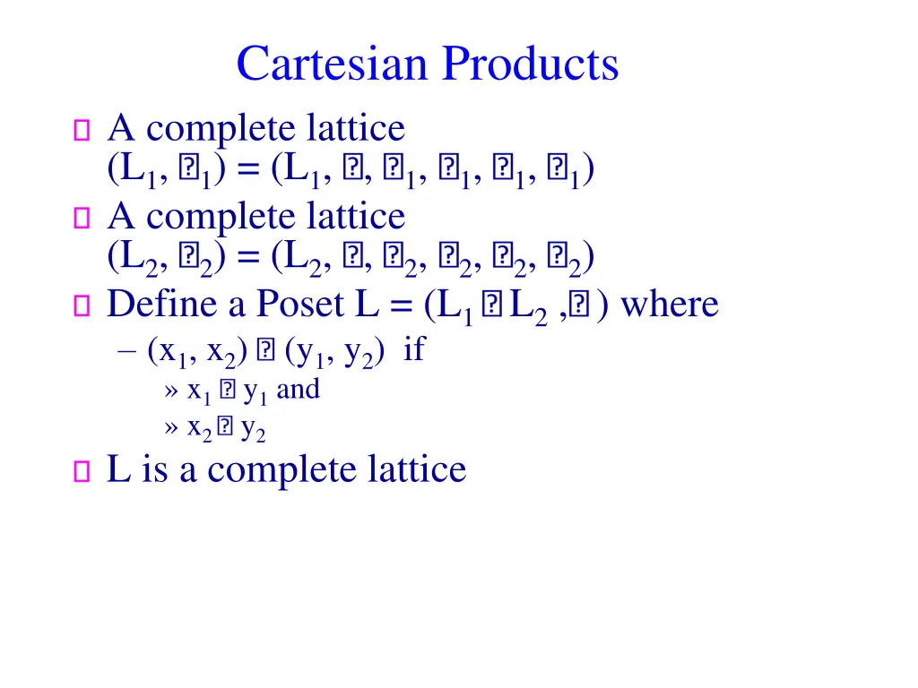 cartesian products a complete lattice