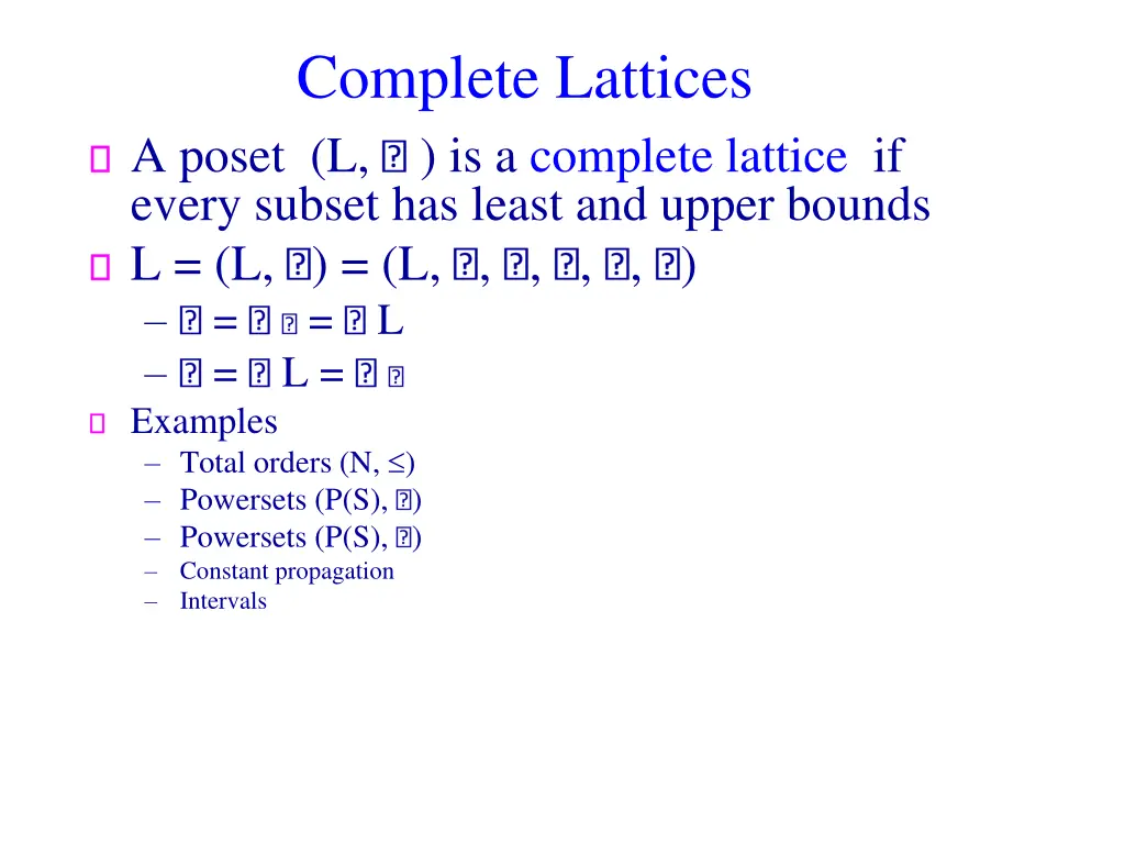 complete lattices a poset l is a complete lattice