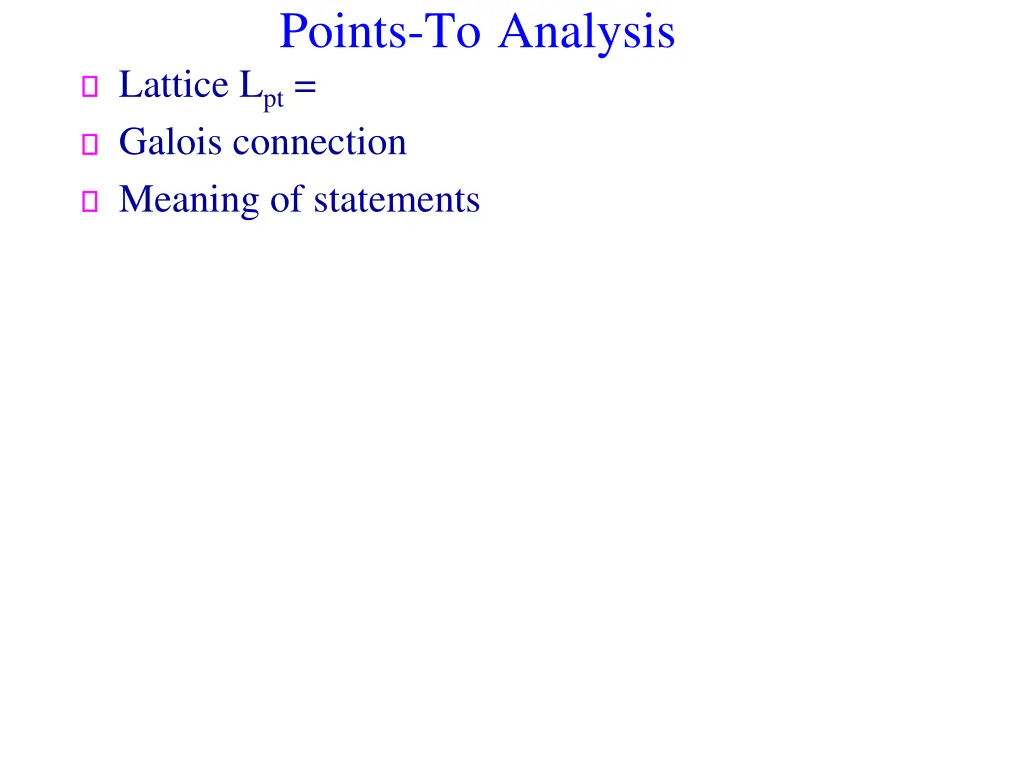points to analysis lattice l pt galois connection