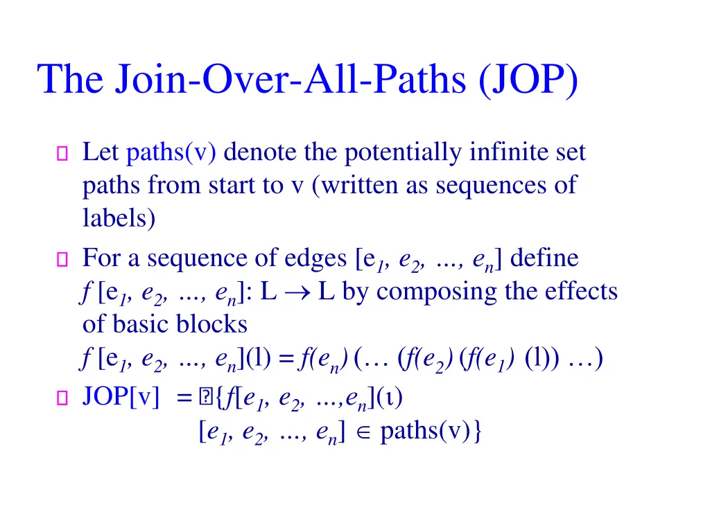 the join over all paths jop
