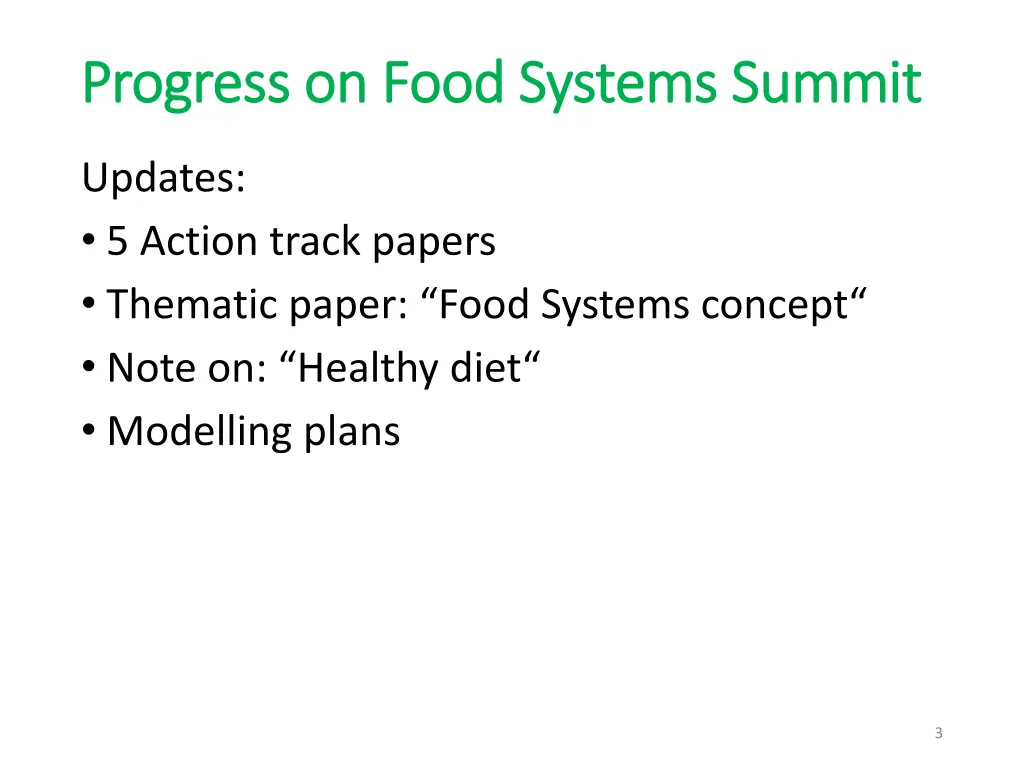 progress on food systems progress on food systems