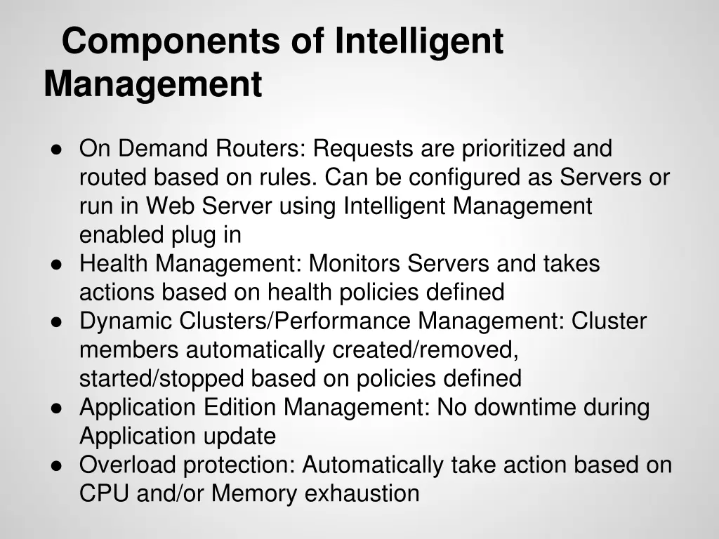components of intelligent management
