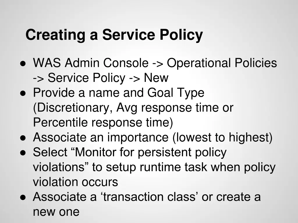 creating a service policy