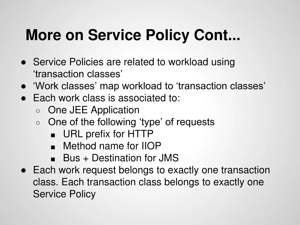 more on service policy cont
