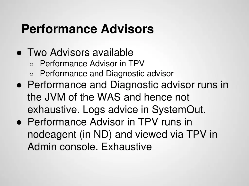 performance advisors