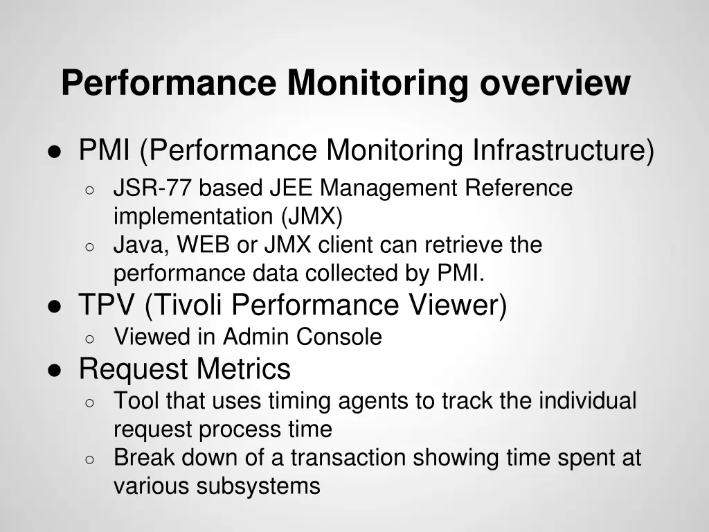 performance monitoring overview
