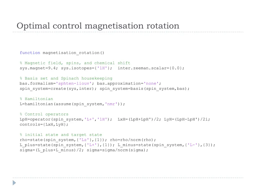 optimal control magnetisation rotation