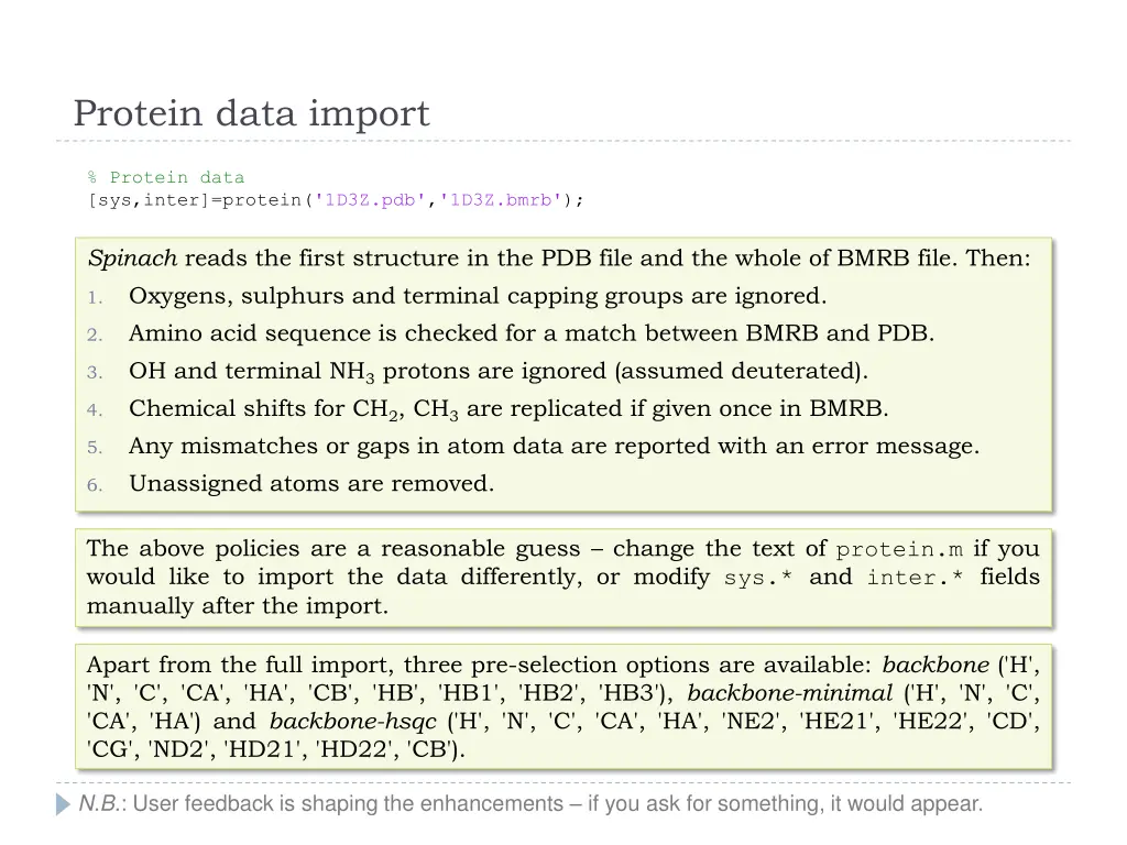 protein data import