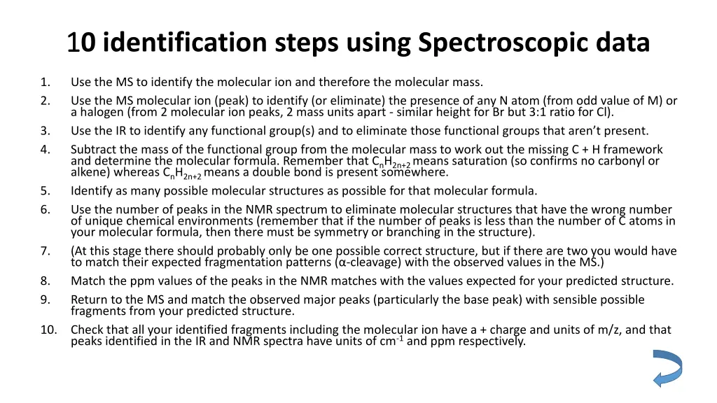 1 1 0 identification steps using spectroscopic