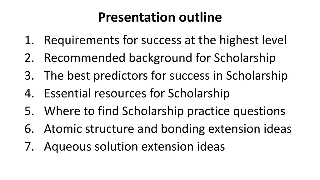 presentation outline