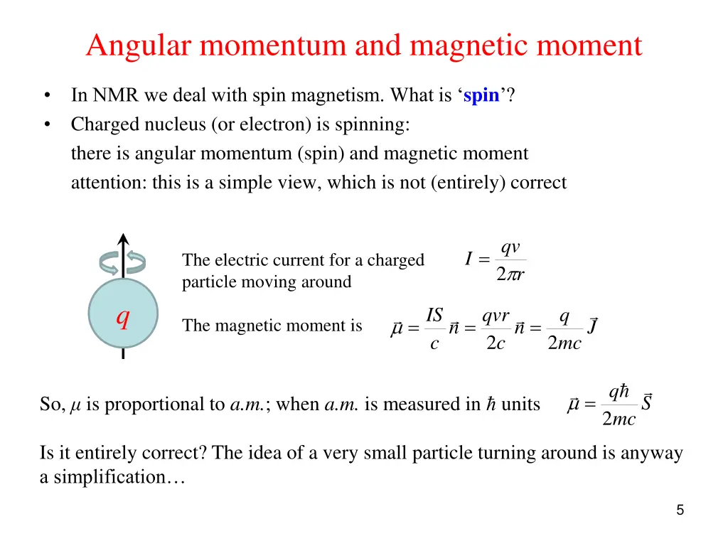 angular momentum and magnetic moment