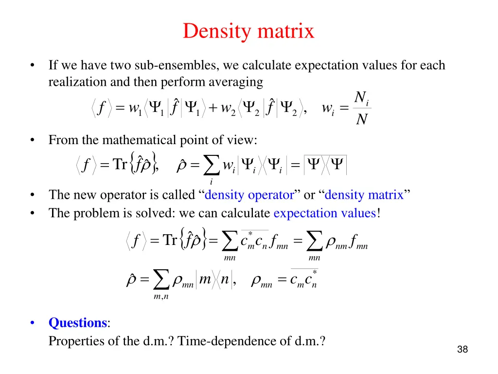 density matrix