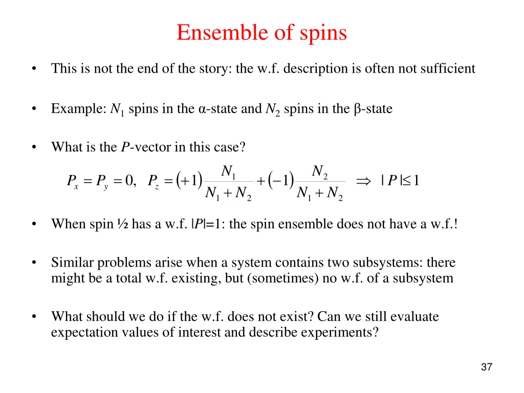 ensemble of spins