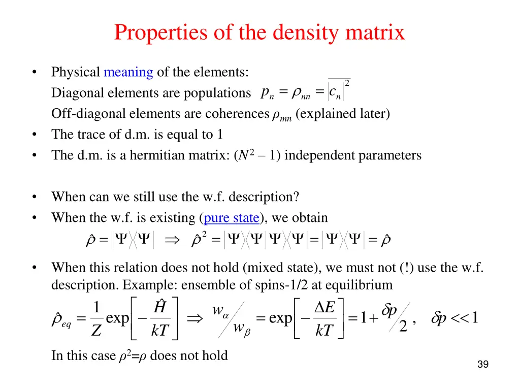 properties of the density matrix