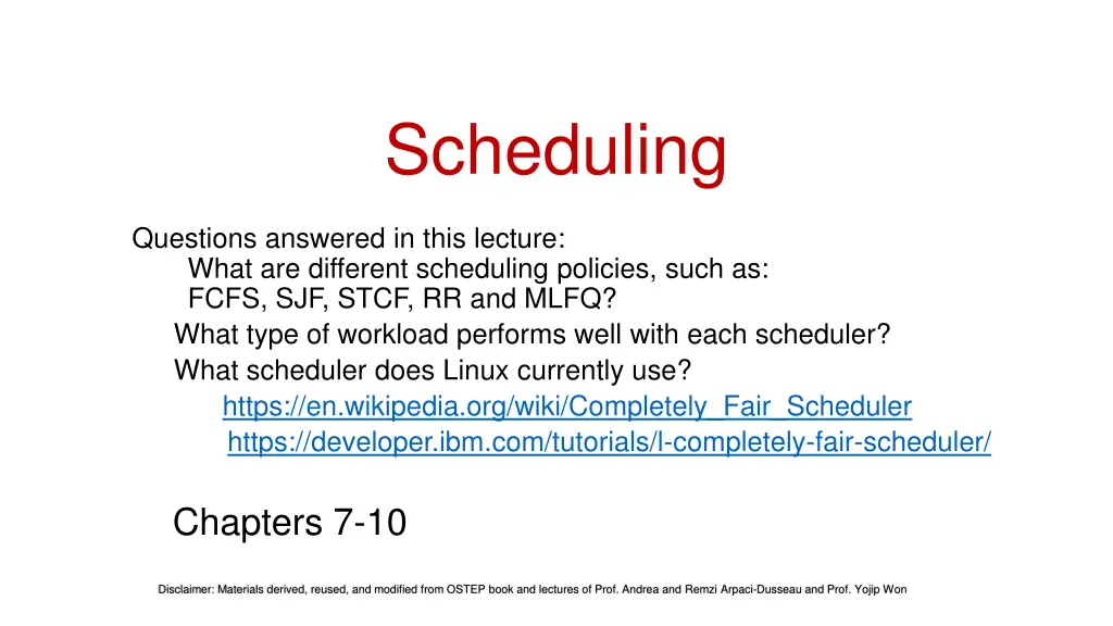 scheduling