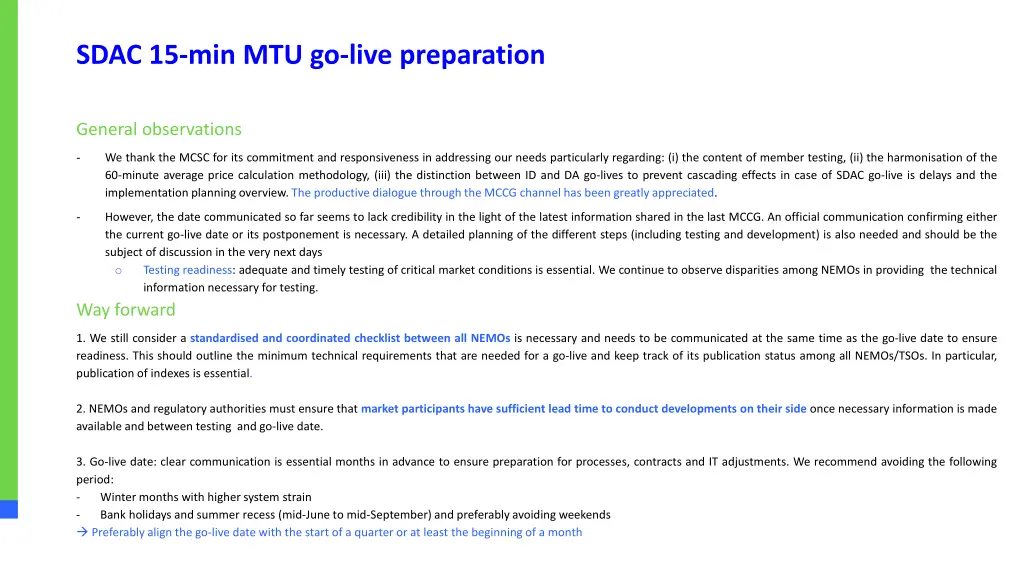 sdac 15 min mtu go live preparation