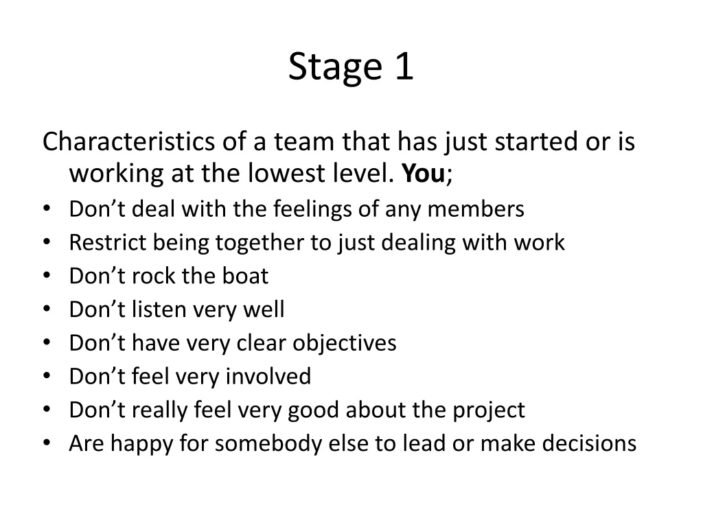 stage 1