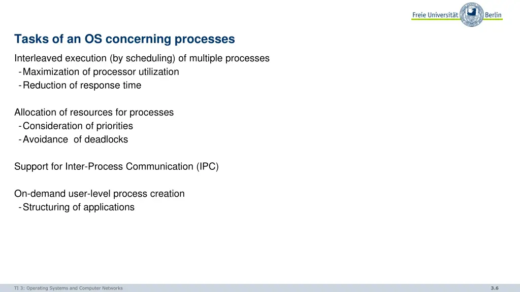 tasks of an os concerning processes