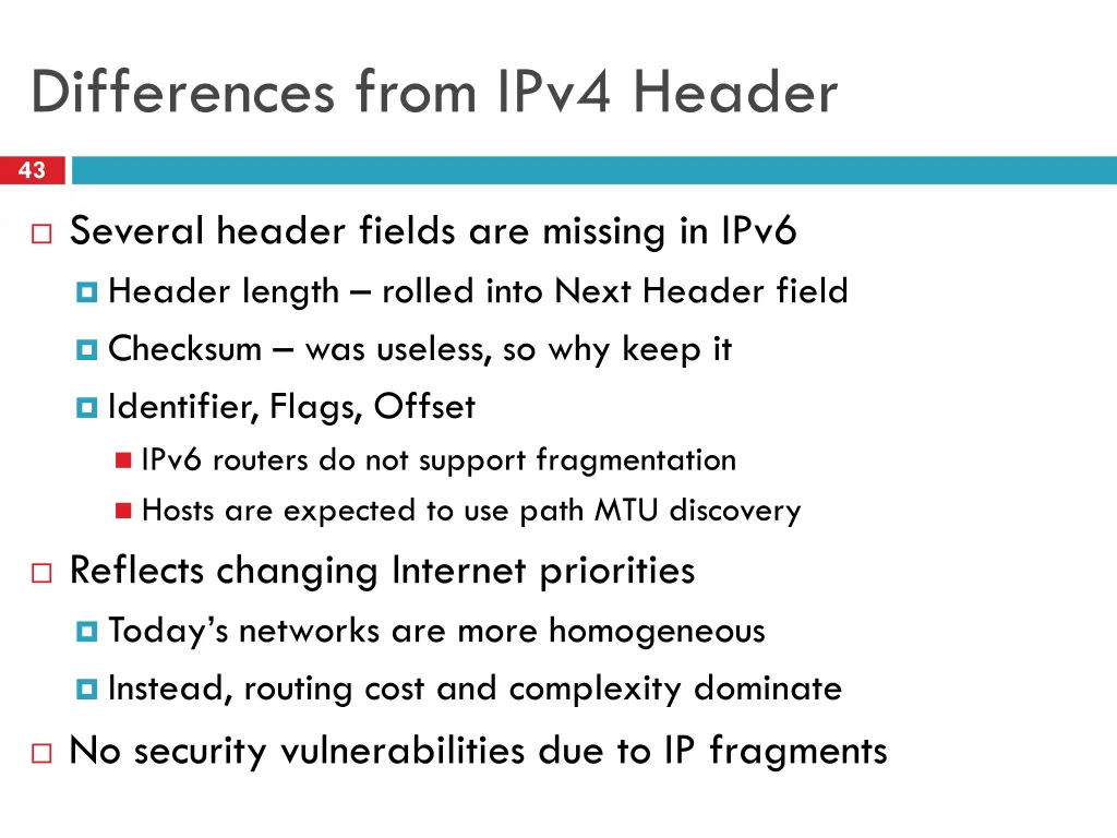 differences from ipv4 header