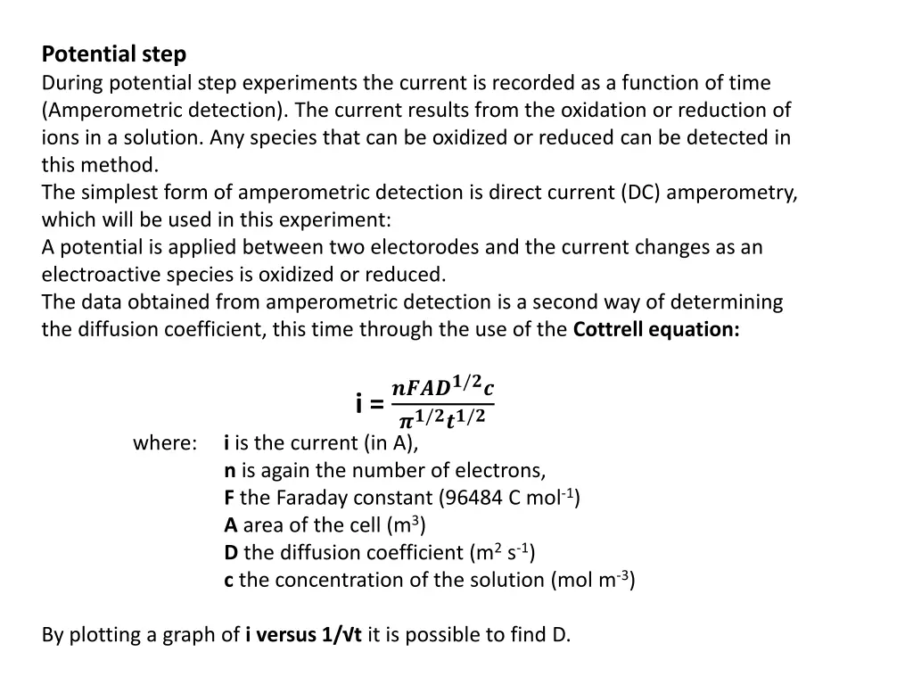 potential step during potential step experiments