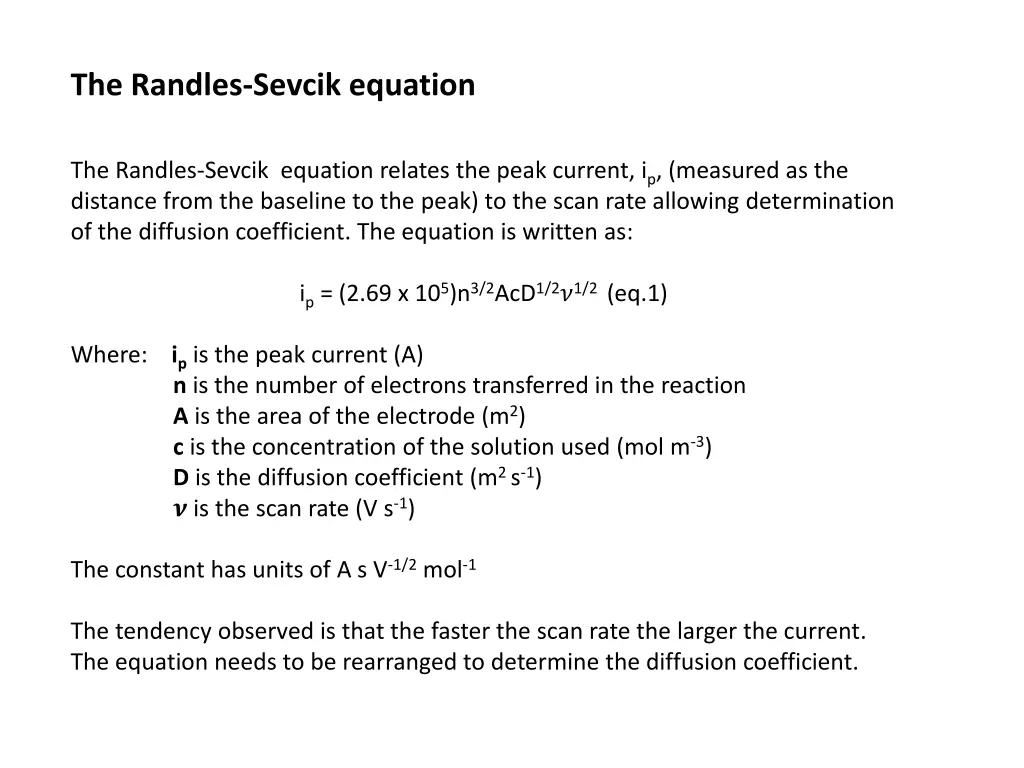 the randles sevcik equation
