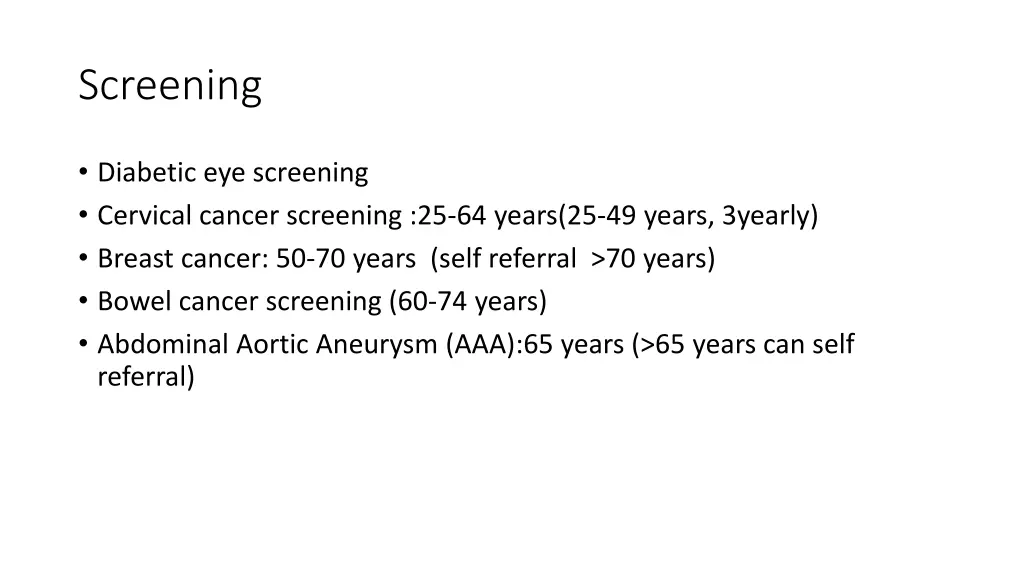 screening