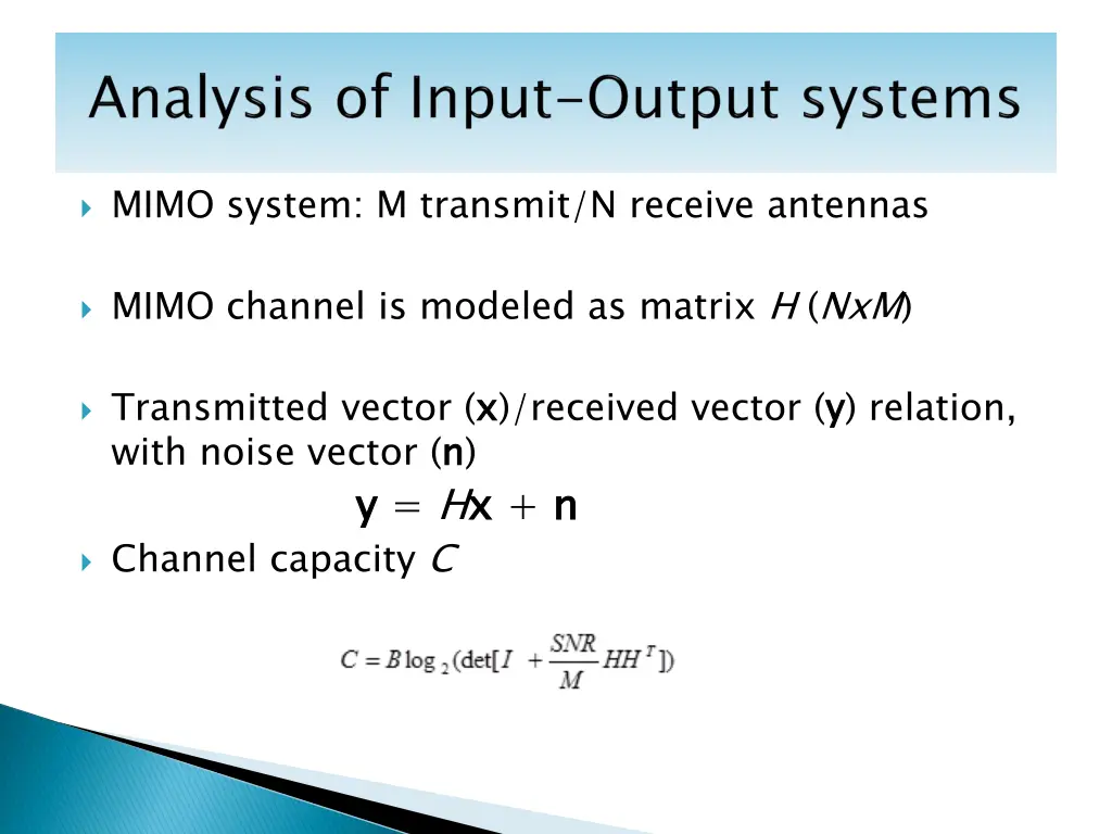 mimo system m transmit n receive antennas