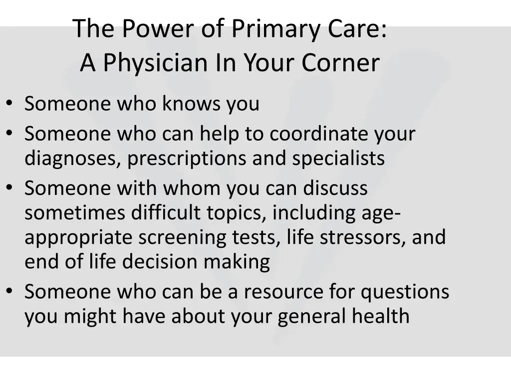 the power of primary care a physician in your
