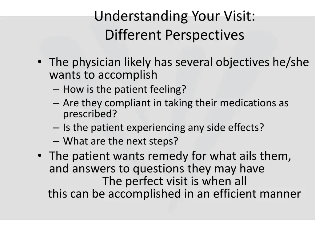 understanding your visit different perspectives
