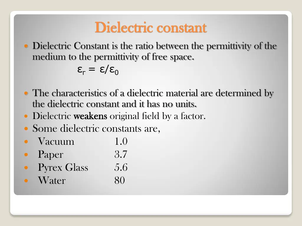 dielectric constant dielectric constant