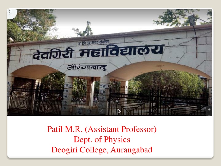 patil m r assistant professor dept of physics