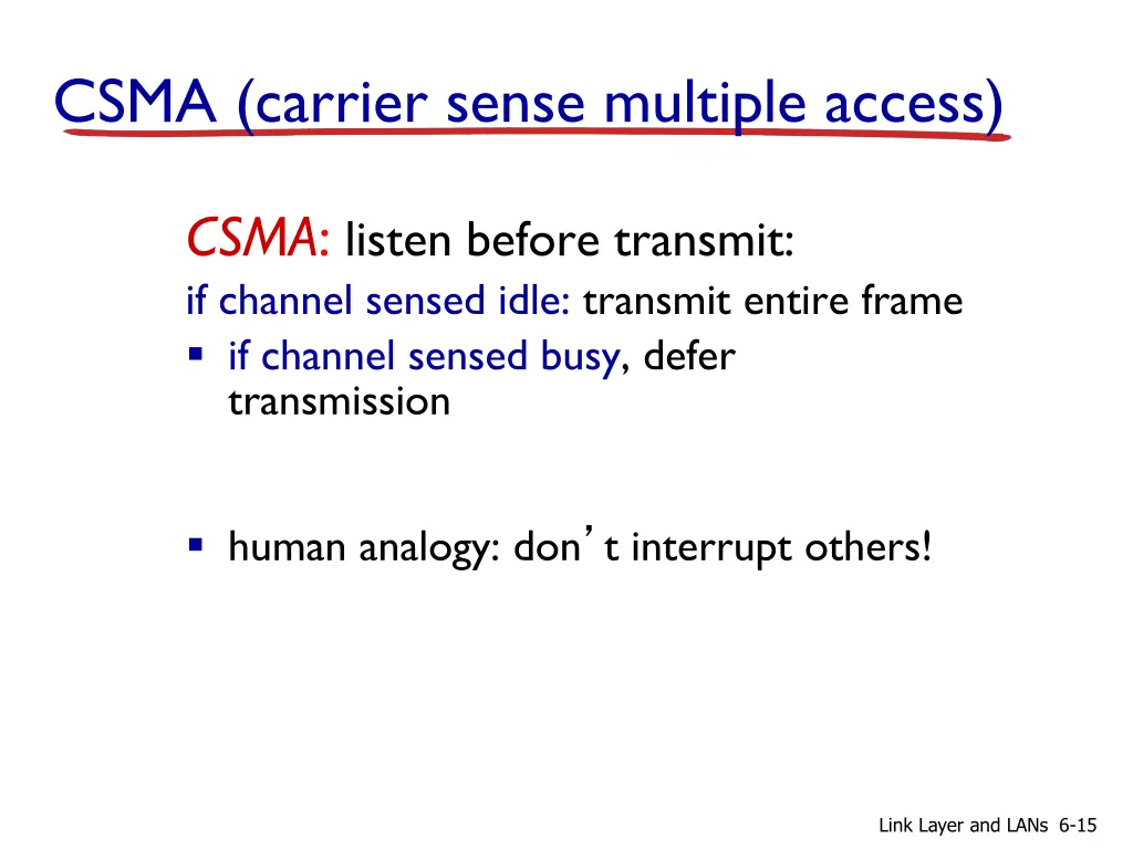 csma carrier sense multiple access