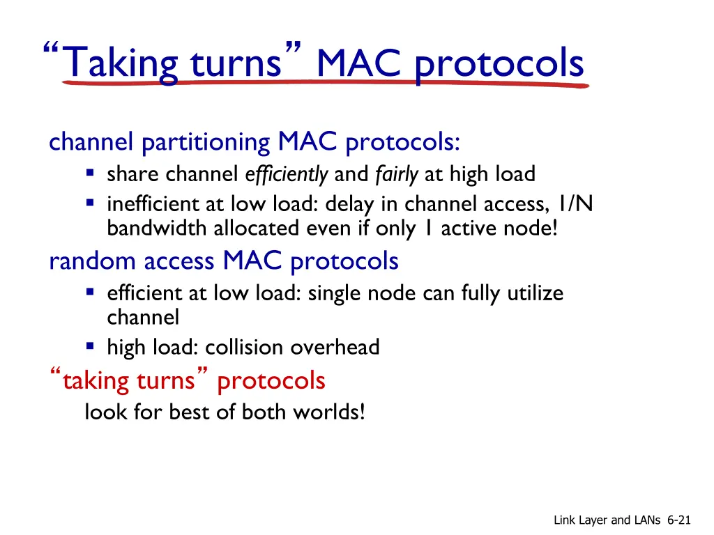 taking turns mac protocols