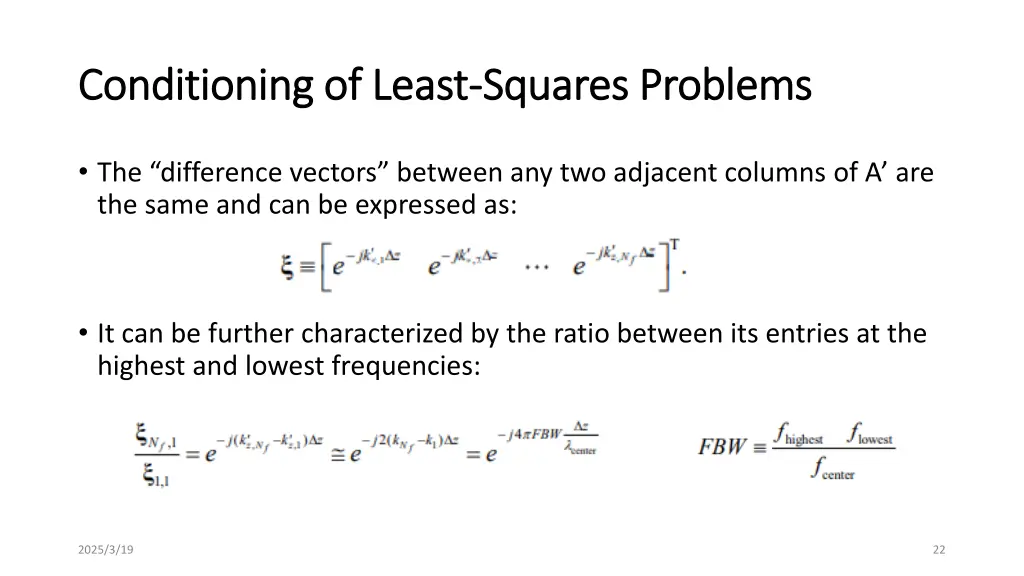 conditioning of least conditioning of least 1