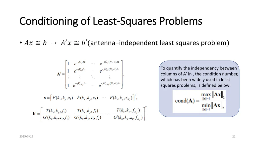 conditioning of least conditioning of least