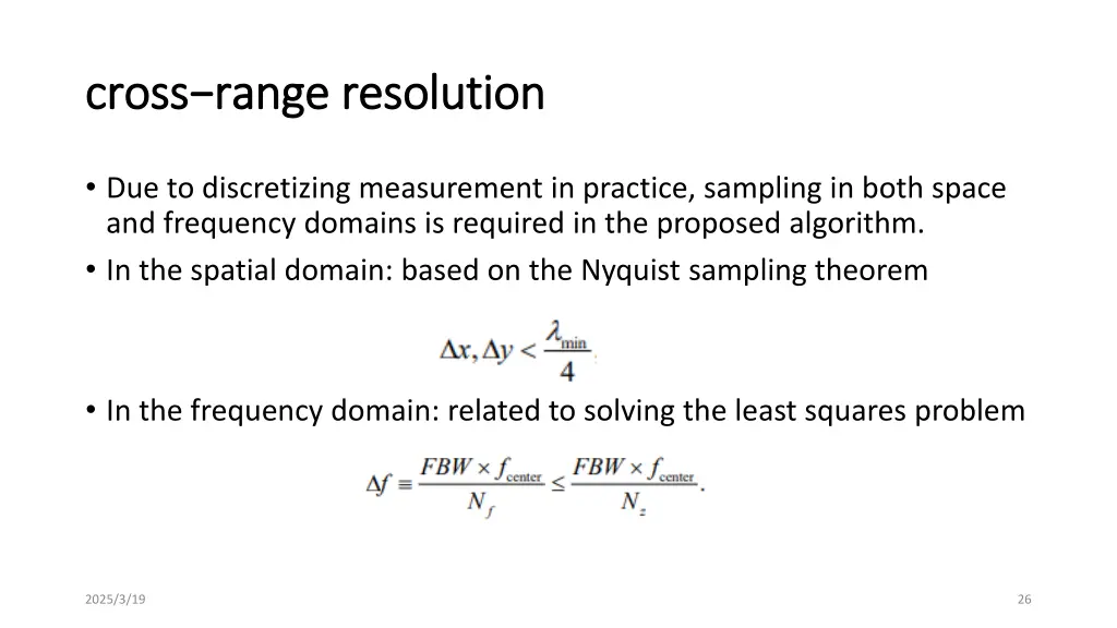 cross range cross range resolution