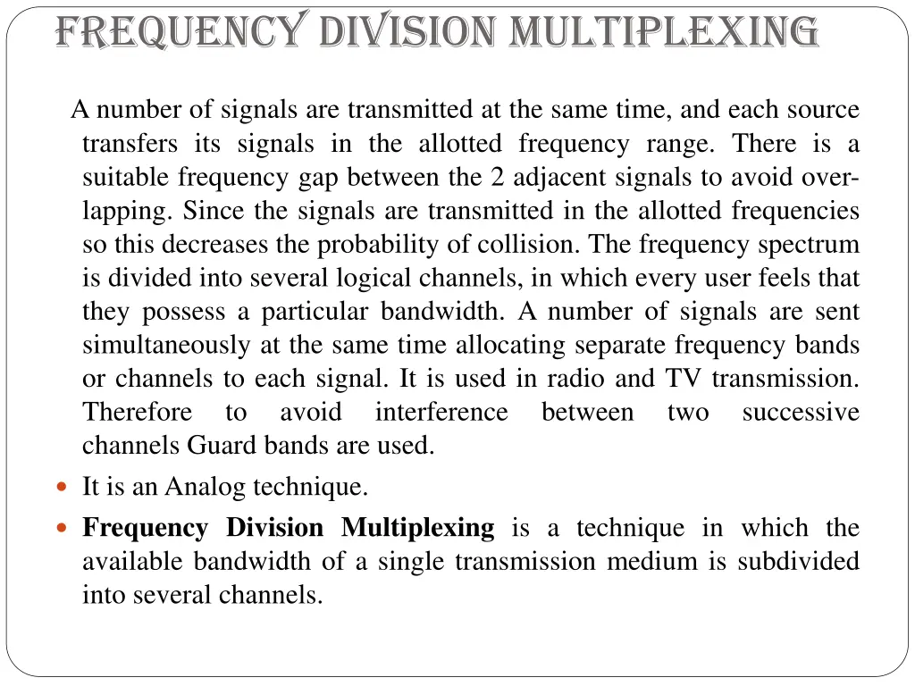 frequency division multiplexing