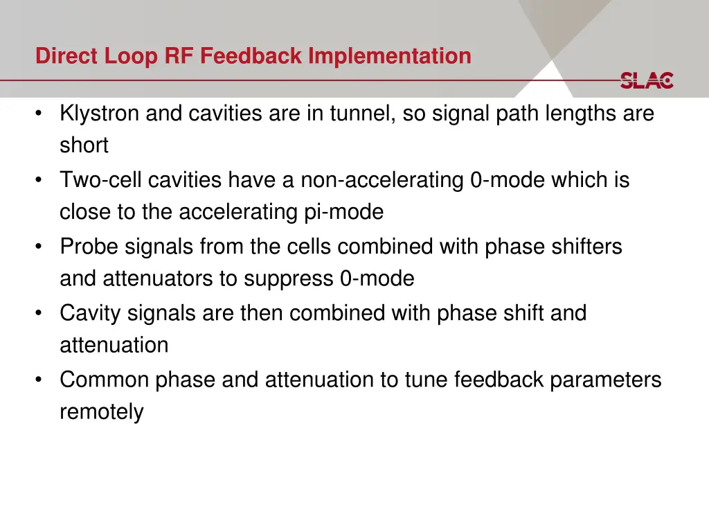 direct loop rf feedback implementation
