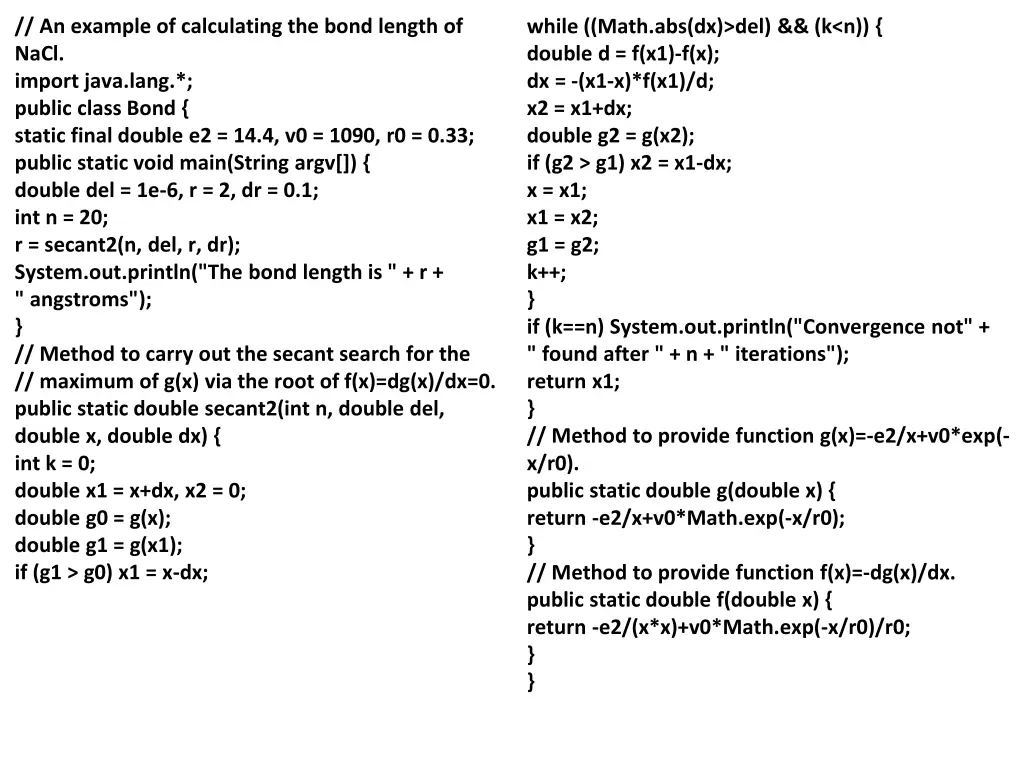 an example of calculating the bond length of nacl