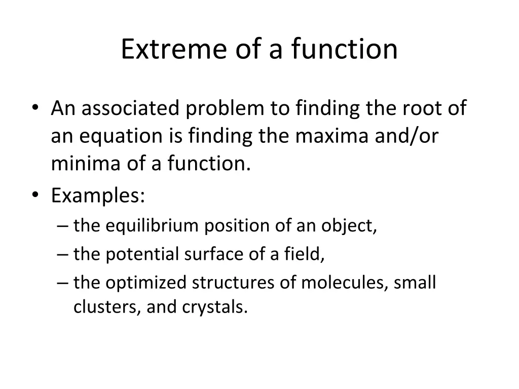 extreme of a function