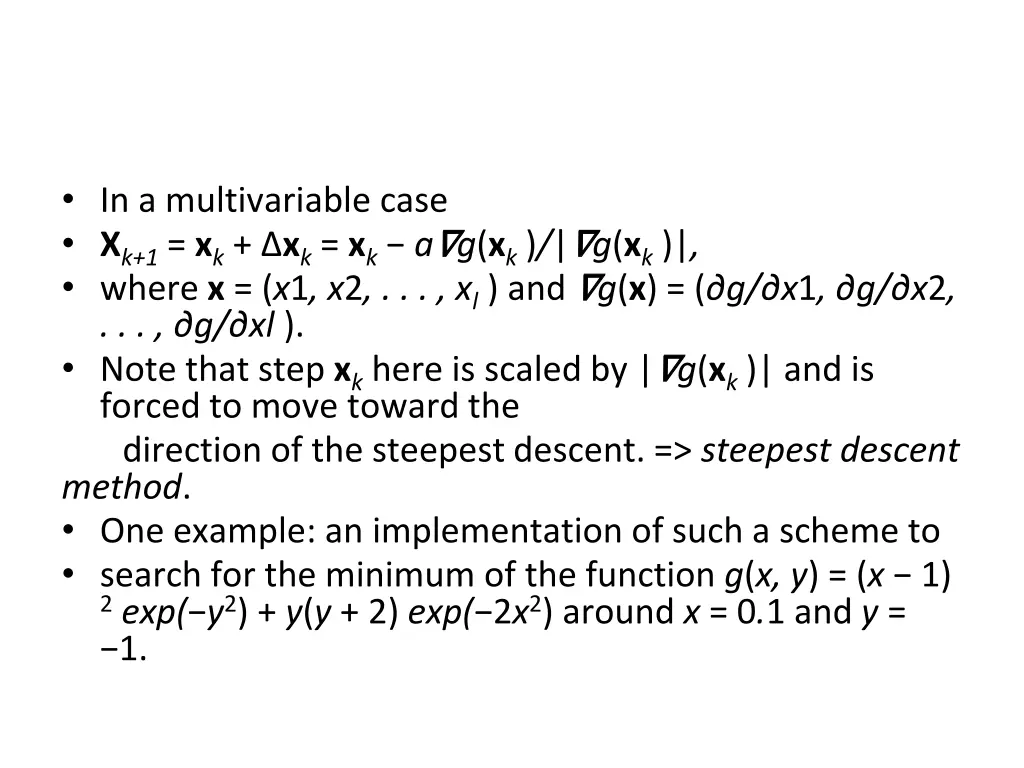 in a multivariable case