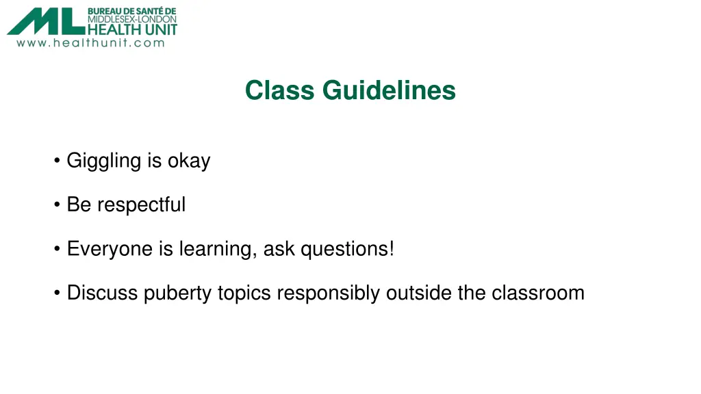 class guidelines
