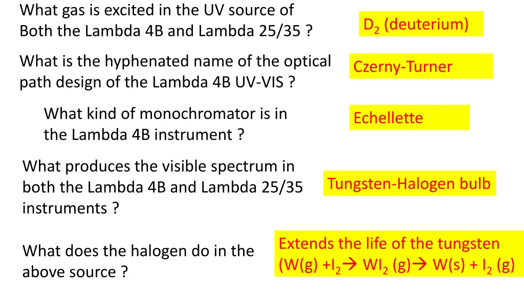 what gas is excited in the uv source of both